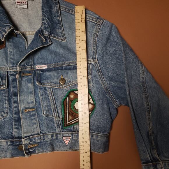 Rare Vintage 80s Guess by George Marciano Womens Cropped Denim Jacket Patches S - Picture 12 of 12